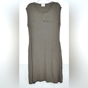 Masai Jersey Black Beige Shift Dress Minimalist Lagenlook Capsule Wardrobe Sz‎ M